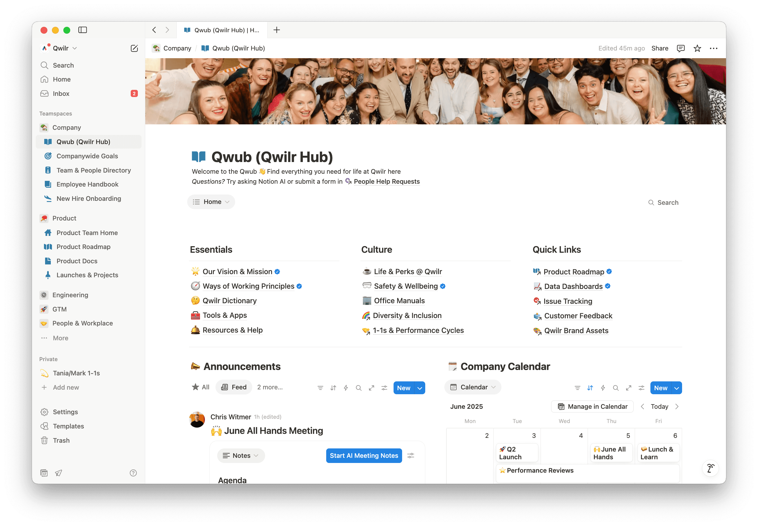 Qwilr's workspace brings workflows and knowledge from across the company in one central command center. Teams can quickly find what they need—whether it's a Notion doc, project, or work from connected tools—thanks to powerful built-in AI.