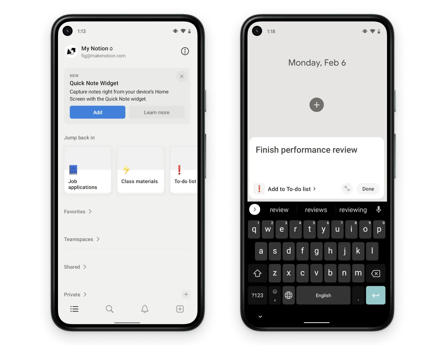 android quick note widget