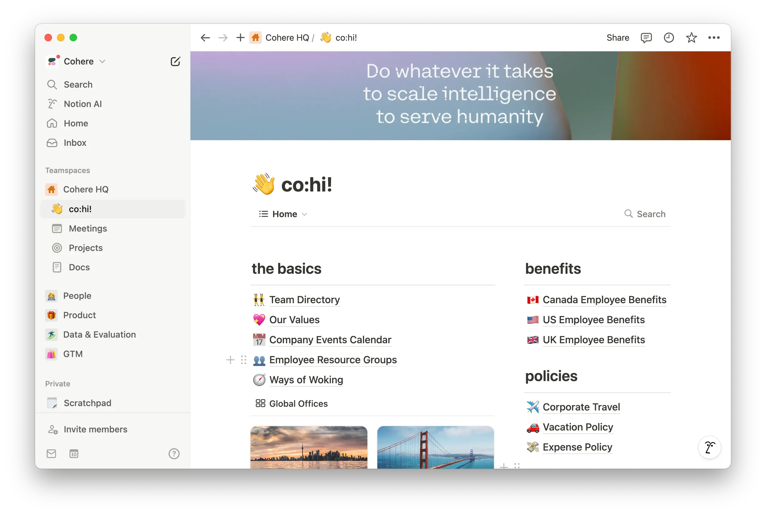 Cohere's Notion workspace evolved from a company wiki into their central hub for product development, where teams now organize all their planning, workflows, and documentation.