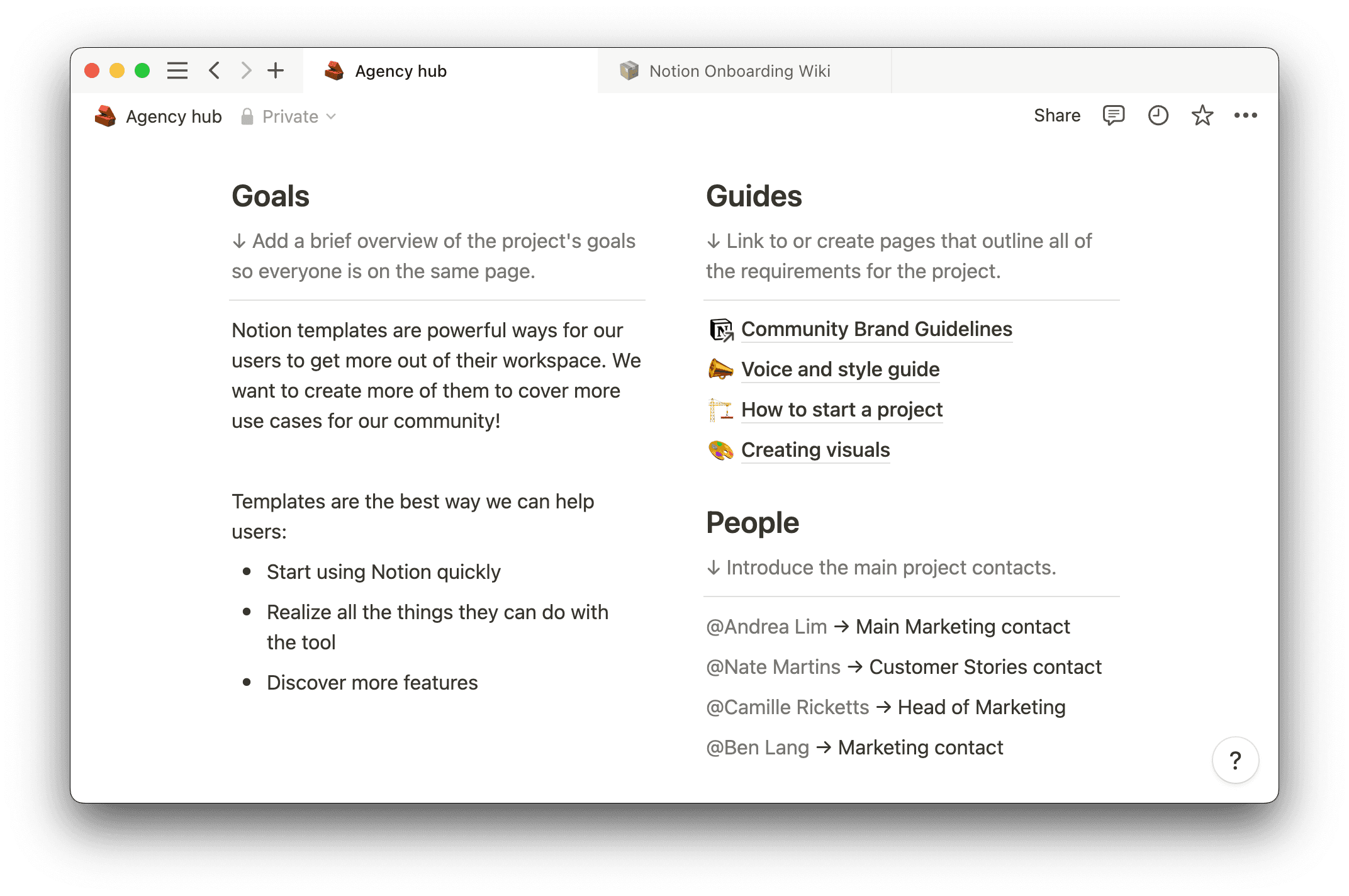 Notion Agency Hub template