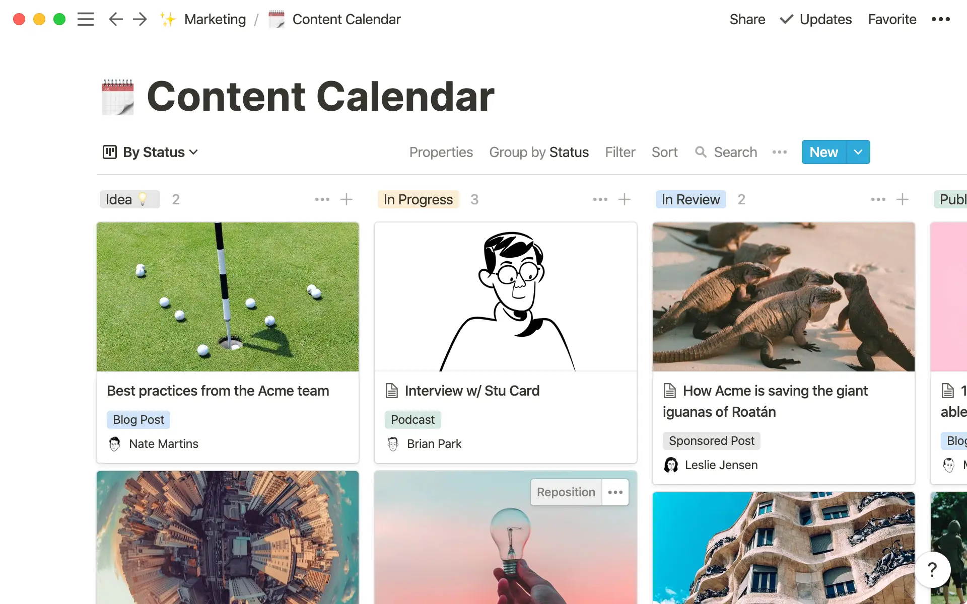 Marketing - content calendar