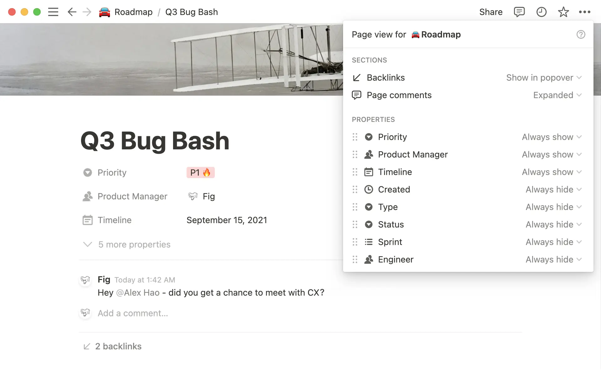Customize database page