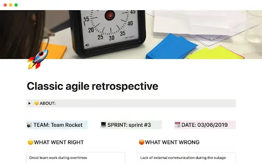 Classic agile retrospective template