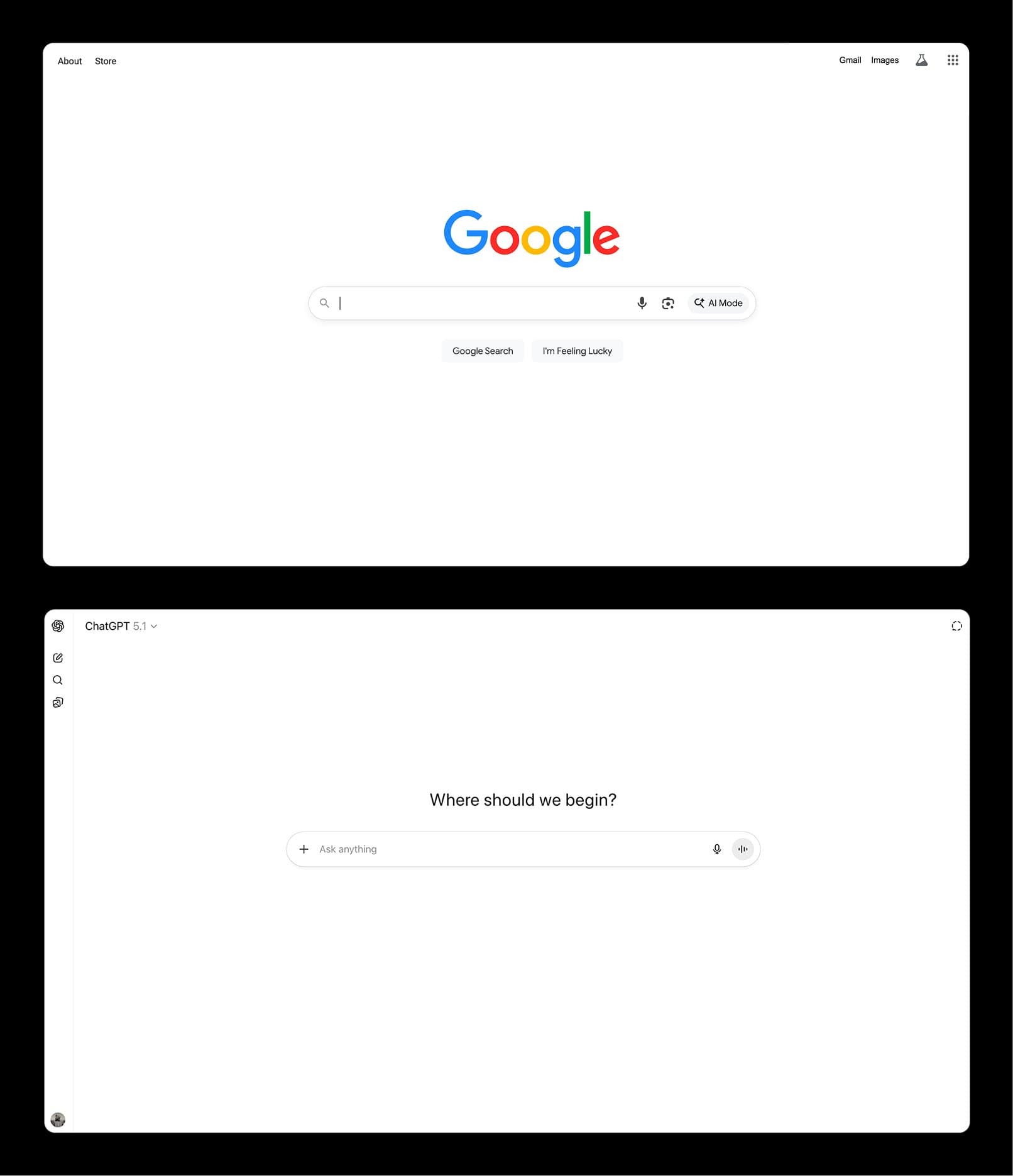 De populairste vorm van AI van nu lijkt op de Google-zoekfunctie van vroeger. Zoals Marshall McLuhan stelde: "We rijden continu de toekomst tegemoet via de achteruitkijkspiegel."