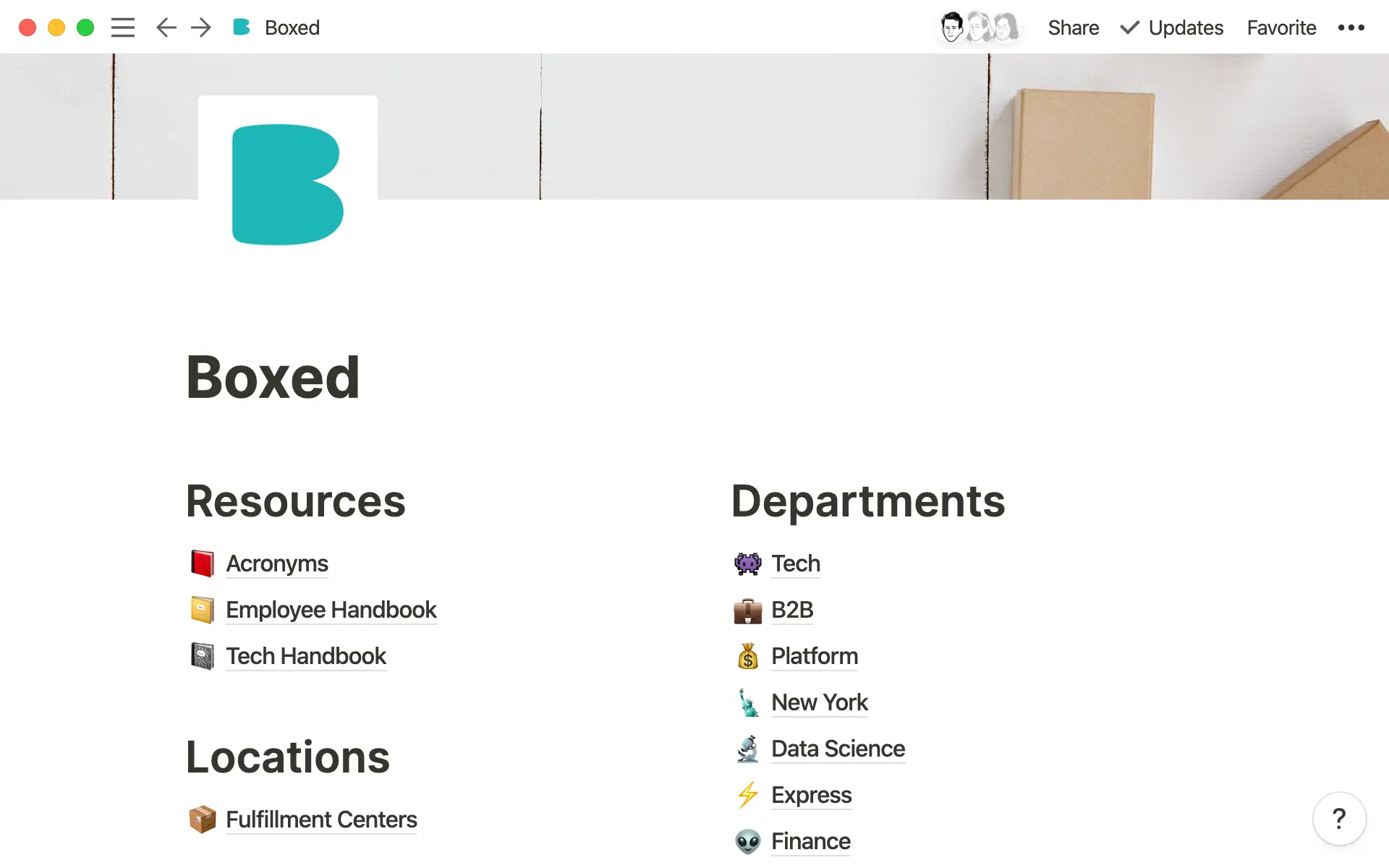 Boxed’s wiki unites all its team’s work and workflows.