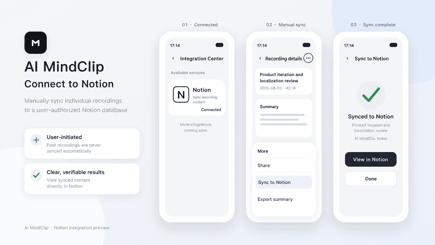 Sync your recording summaries to Notion